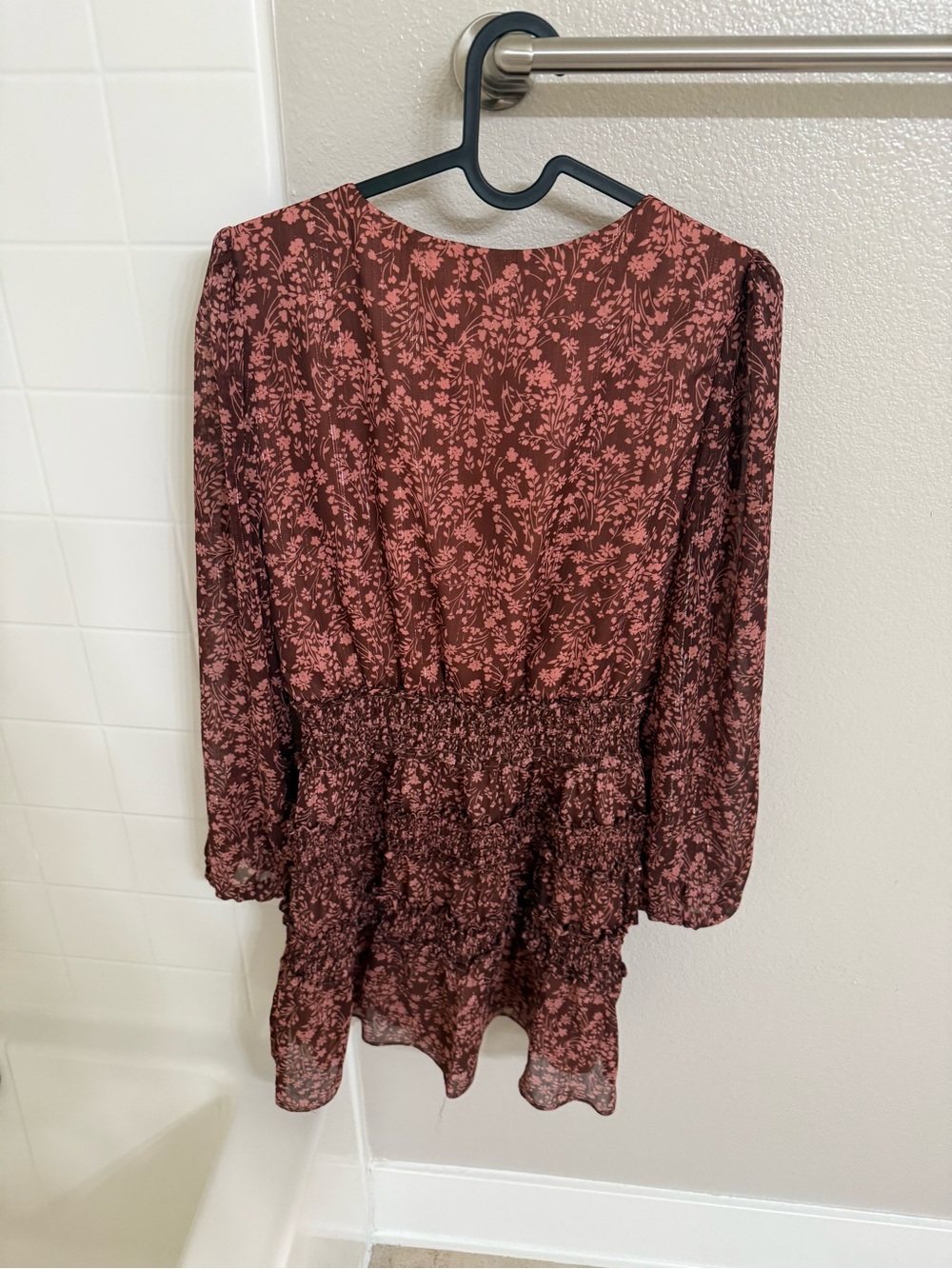 Socialite Peach and Rust Floral Wrap Dress - Picture 2 of 3